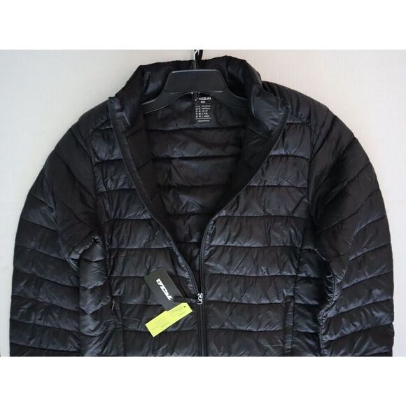 TSLA Men's Sz M Black Lightweight Packable Full Zip Accent Puffer Winter Jacket - Picture 7 of 16